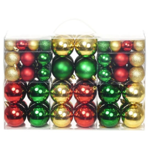 Set globuri de Crăciun 100 de piese, 6 cm, roșu/auriu/verde
