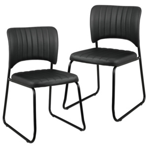Set 2 scaune design imitatie de piele - 78 x 45,7cm - negru