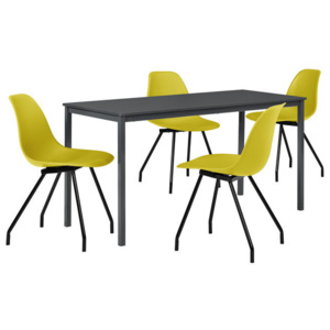 Masa bucatarie/salon design elegant (140x60cm) + 4 scaune galben mustar elegante / scaun bucatarie/salon