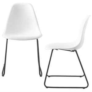 Set 2 bucati scaune design - 82 x 46,5cm - cu picioare metalice - alb