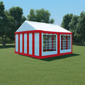 Pavilion de grădină PVC 4 x 4 m, Roșu și Alb