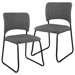 Set 2 scaune design imitatie de piele - 78 x 45,7cm - gri inchis