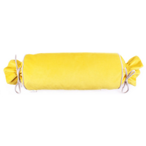 Față de pernă galbenă WeLoveBeds Sunny Candy, ⌀ 20 x 58 cm