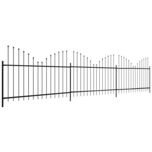 Gard grădină cu vârf suliță inversat (0,5-0,75)x6 m oțel, negru