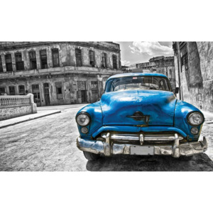 Fototapet: Mașină americană de epocă (Albastră) - 104x152,5 cm