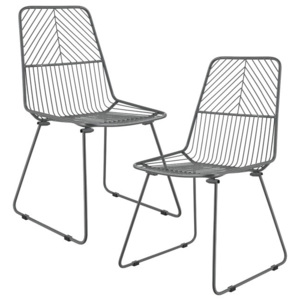 Scaun metalic design "Sofia" (set doua bucati) - scaun bucatarie - gri inchis