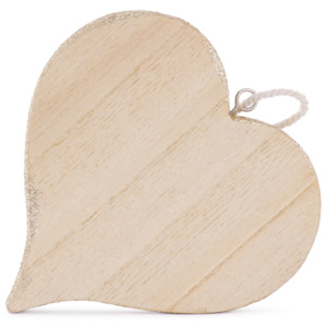 Decoratiune pentru brad, inimioara din lemn cu sclipici