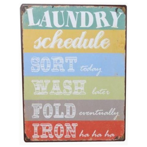 Semn metalic dreptunghiular 26.5x35 cm colorat "Laundry schedule..."
