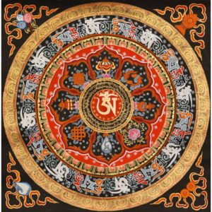 Decor Mandala pe lemn, Mandala mantra Om Mani Padme Hum 3