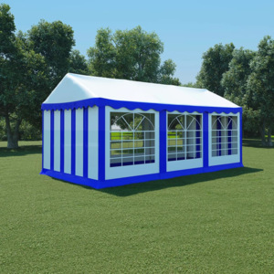 Pavilion de grădină PVC 3 x 6 m Albastru și alb
