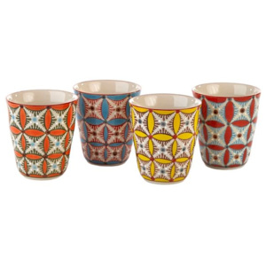 Set 4 pahare ceramice Hippy colorate Pols Potten