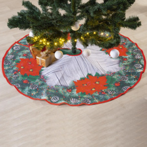 Șervet de Crăciun rotund pentru pomul de Crăciun POINSETTIA 120 cm
