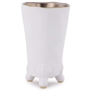 Vaza ceramica, PTMD, alb-auriu