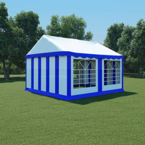 Pavilion de grădină PVC 4 x 4 m Albastru și Alb