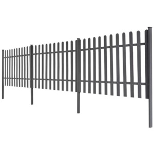 Gard șipci, 3 buc, WPC, 6 m lungime, 120 cm înălțime, gri