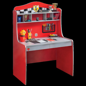 Masa de birou cu etajera din pal, pentru copii Race Cup Red / Light Blue, L104xl68xH152 cm