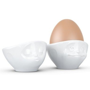 Suport din portelan pentru oua - set de 2 bucati alb "kissing/dreamy" Tassen