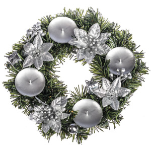 Decorațiune Crăciun cu Poinsettia diam. 25 cm, argintiu
