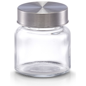 Recipient pentru depozitare din sticla Mini, capac metalic, 75 ml, Ø 5,6xH6,3 cm