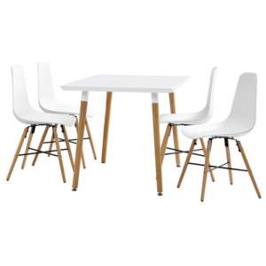 Set Blanka masa bucatarie cu 4 scaune, masa 120 x 70 cm, scaun 85,5 x 46 cm, MDF/plastic, alb