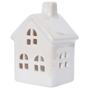 Sfeșnic din ceramică în formă de casă Ewax Maison Enniege, înălțime 11 cm, alb