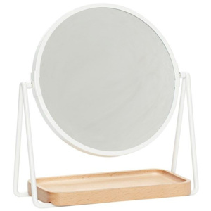 Oglinda cosmetica din lemn si metal alb Tray Hubsch