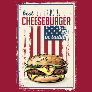 Placă metalică: Best Cheeseburger in Town - 20x30 cm