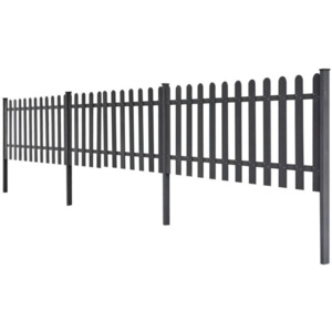 Gard cu ţăruşi, WPC, 3 buc, 6 m lungime 60 cm înălțime, gri