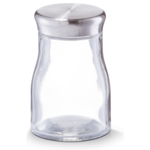 Recipient pentru condimente din sticla si inox, Transparent 140 ml, Ø 6xH9,5 cm