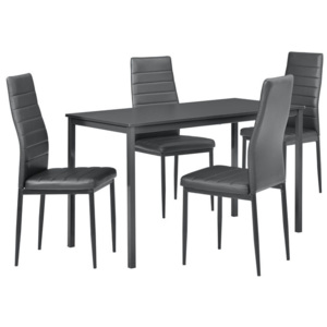 Masa bucatarie/salon design elegant - gri inchis (120x60cm) - cu 4 scaune gri inchis elegante
