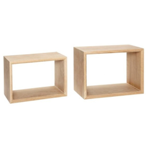 Set 2 cutii dreptunghiulare pentru perete lemn natur Hubsch