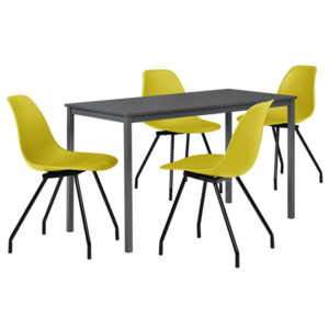 Masa bucatarie/salon design elegant (120x60cm) + 4 scaune galben mustar elegante / scaun bucatarie/salon