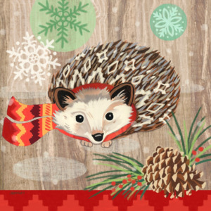 Set 10 șervețele din hârtie cu motive de Crăciun PPD Hedgehog With Scarf