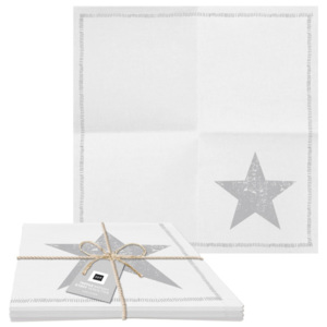 Set 2 șervețele din bumbac PPD Star Fashion, 20 x 20 cm, argintiu