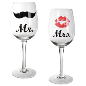 Pahare de Vin Mr şi Mrs