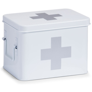 Cutie pentru depozitarea medicamentelor, 4 compartimente, Metal White, l21,5xA16xH16 cm