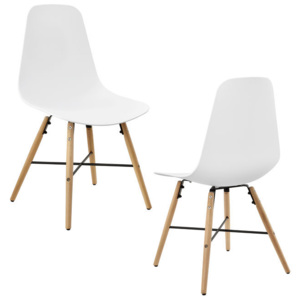 Set 2 scaune design - 85,5 x 46 cm, forma sezut scoica - alb