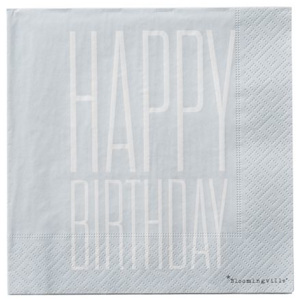 Set 20 servetele albastru deschis 33x33 cm "Happy Birthday" Bloomingville