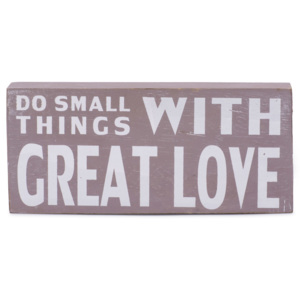 Placuta decorativa de lemn, cu mesaj motivational "GREAT LOVE"