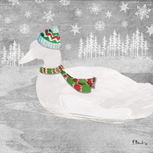 Set 10 șervețele din hârtie cu motive de Crăciun PPD Woodland Duck Silver