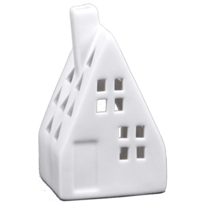 Sfeșnic din porțelan în formă de casă Ego Dekor, înălțime 13 cm, alb