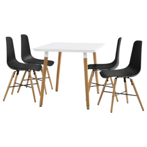 Set Blanka masa bucatarie cu 4 scaune, masa 120 x 70 cm, scaun 85,5 x 46 cm, MDF/plastic, negru