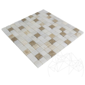 Mozaic Marmura Alba si Onix Mix Polisata 2.3 x 2.3 cm