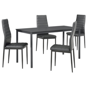 Masa bucatarie/salon design elegant - gri inchis (140x60cm) - cu 4 scaune gri inchis elegante