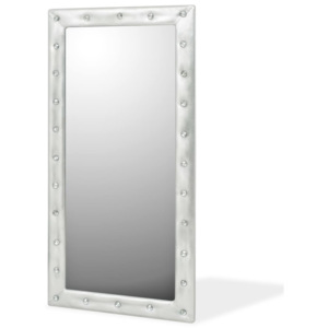 Oglindă perete, piele artificială, 60x120 cm, argintiu lucios