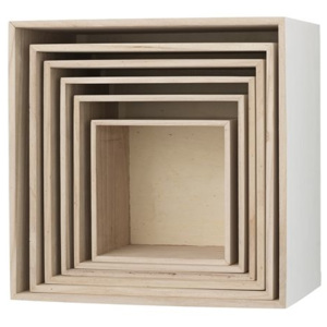 Set 6 cutii patrate pentru perete alb/natur Nordic Bloomingville