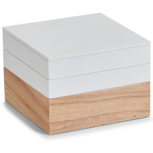 Set Cutii pentru depozitare din lemn, Natural White, 3 piese