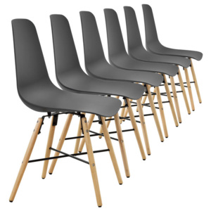 Set 6 scaune design - 85,5 x 46 cm, forma sezut scoica - gri