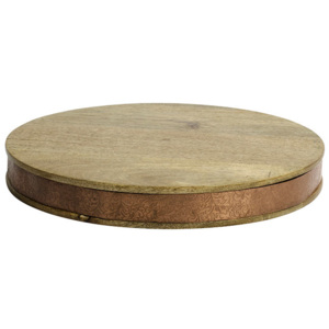 Tocator rotund gros din lemn cu margine din cupru 30x4 cm Nordal