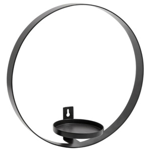 Suport metal negru pentru lumanare cu montaj perete 31 cm Circle Nordal